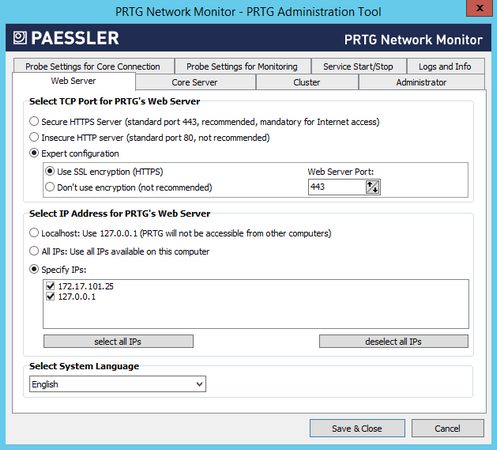 PRTG Administration Tool PRTG Administration Tool